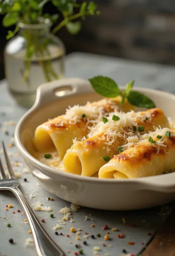 Cannelloni cu cartofi și parmezan copți cu crustă aurie