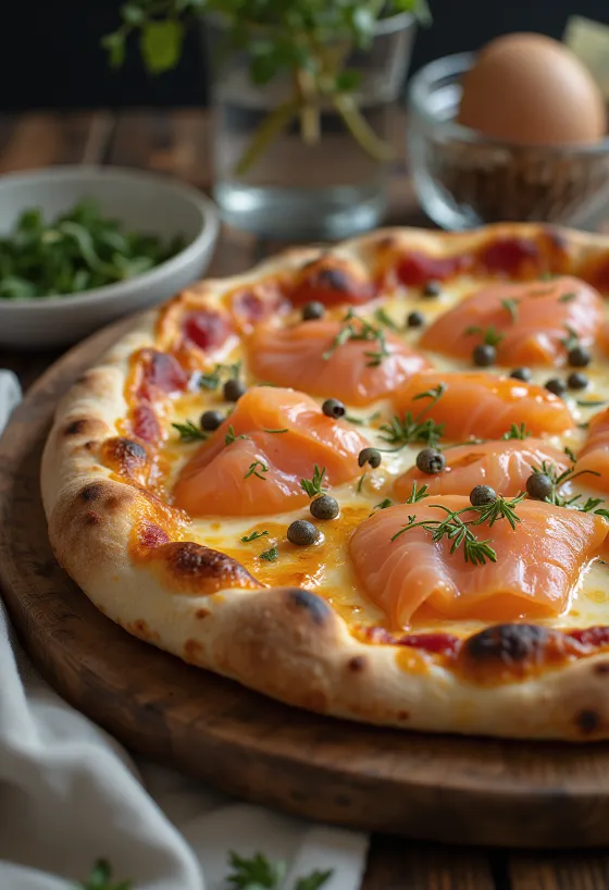 Pizza în stil danez cu somon afumat