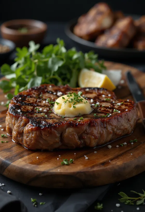 T-bone steak prăjit auriu-maroniu