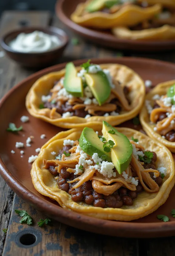 Sopes mexicane proaspăt pregătite servite