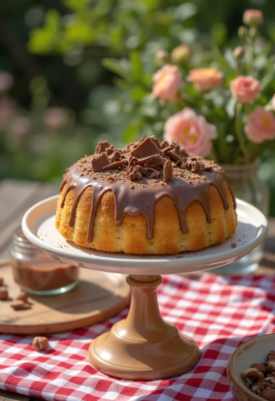Tort cu cremă de alune servit