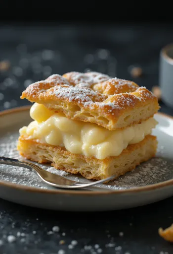 Cremșnit cu vanilie tăiat felii