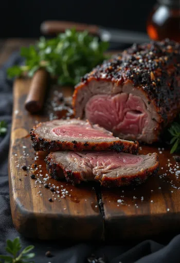 Piept de vită BBQ servit rupt fâșii și cu cartofi prăjiți