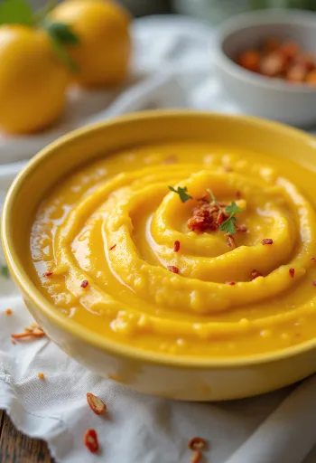Sos curry cu mango și lapte de cocos servit