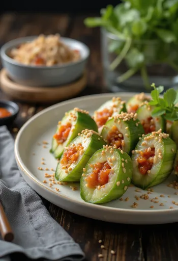 Oi Sobagi, castraveți picanți coreeni în sos de soia și cu semințe de susan