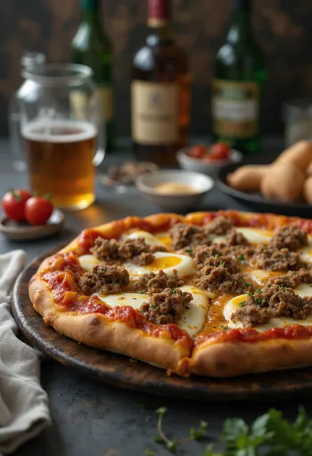 Pizza în stil mongol servită cu carne de miel și condimente