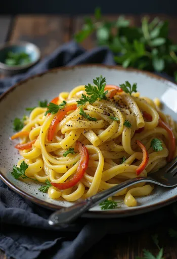 Paste cu legume servite cu broccoli, dovlecel, morcovi și praz