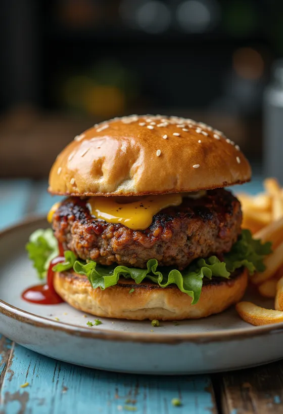 Burger de seitan cu legume proaspete