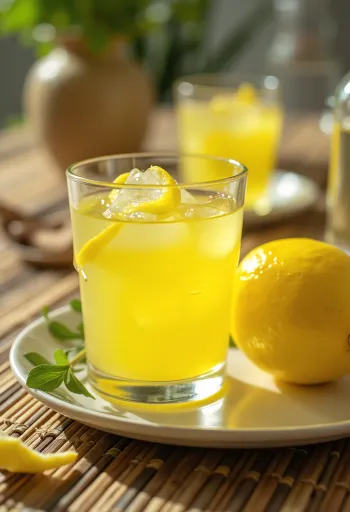 Lichior de lămâie servit în sticlă