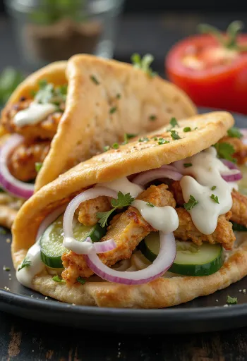 Gyros cu pui servit