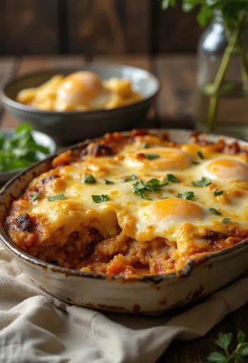 Musaca vegană de vinete cu bulgur servită