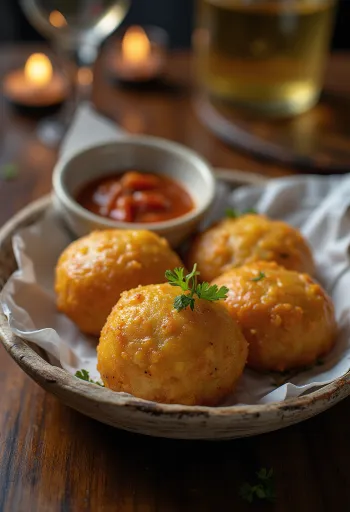 Akara cu făină de porumb, bile de fasole neagră, prăjite frumos auriu