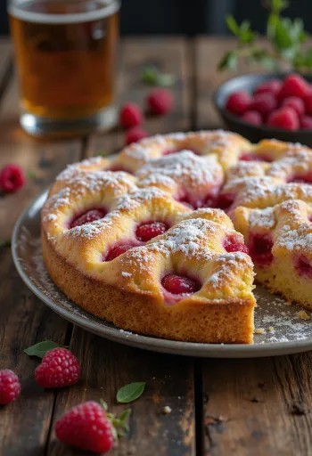 Tort cu zmeură servit