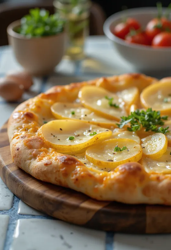 Pizza elvețiană cu brânză raclette