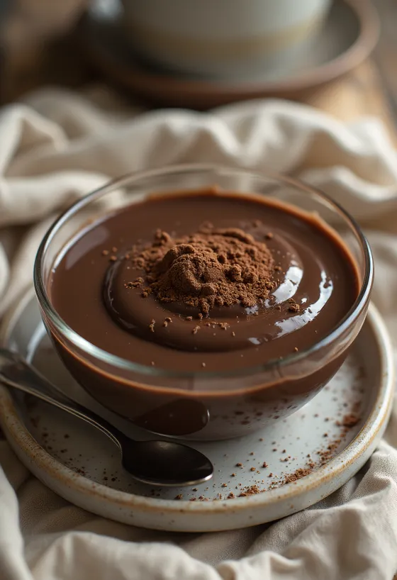 Budincă de ciocolată servită în pahar