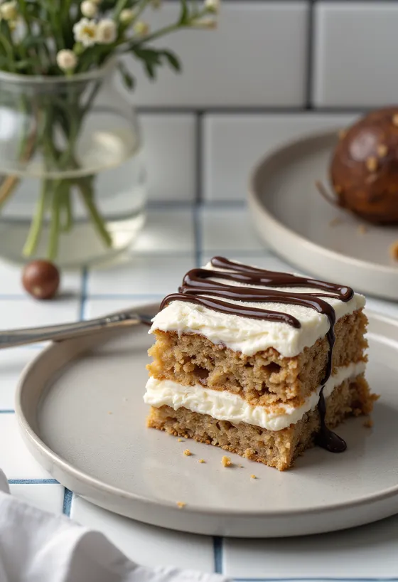 Tort de castane fără zahăr cu cremă de mascarpone și ciocolată neagră