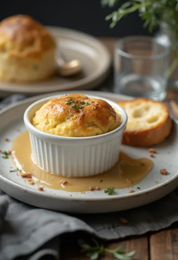 Gâteau de foie servit cu pâine prăjită și salată
