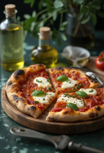 Pizza Margherita vegană cu busuioc proaspăt