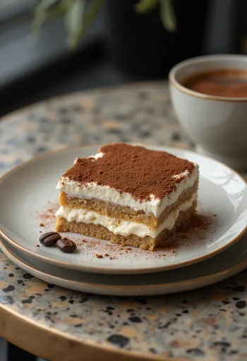 Tort Tiramisu fără zahăr în prezentare elegantă