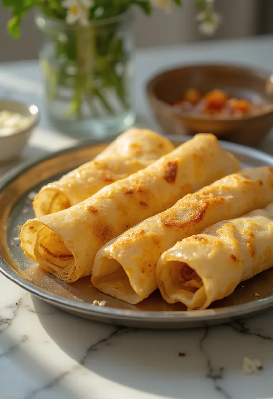 Clătite sud-indiene Dosa servite