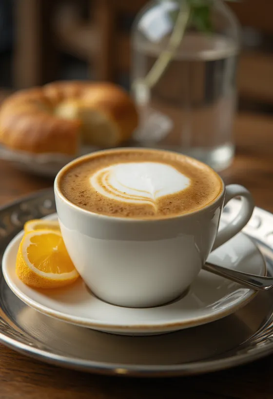 Băutură de cafea decorată cu baton de scorțișoară și ghimbir