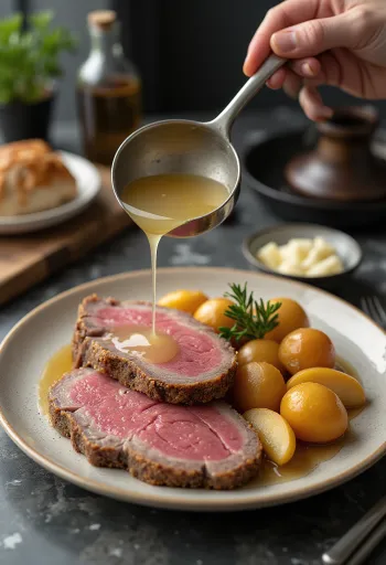 Tafelspitz servit cu cartofi și hrean cu mere