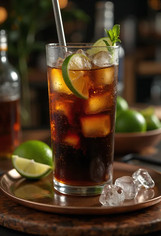 Cocktail Cuba Libre servit proaspăt