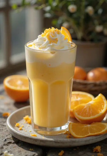 Băutură cremoasă de cafea cu frișcă și coajă de portocală