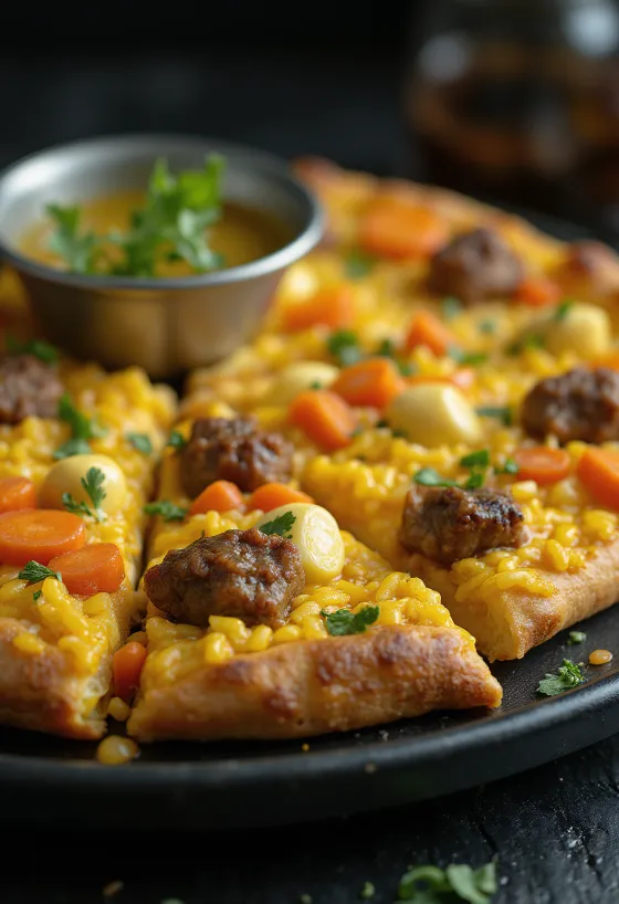 Pizza cu orez în stil uzbec