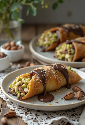 Cannoli cu ciocolată cu lapte servit