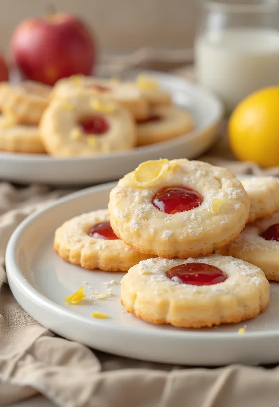 Linzer cu mere și lămâie servit