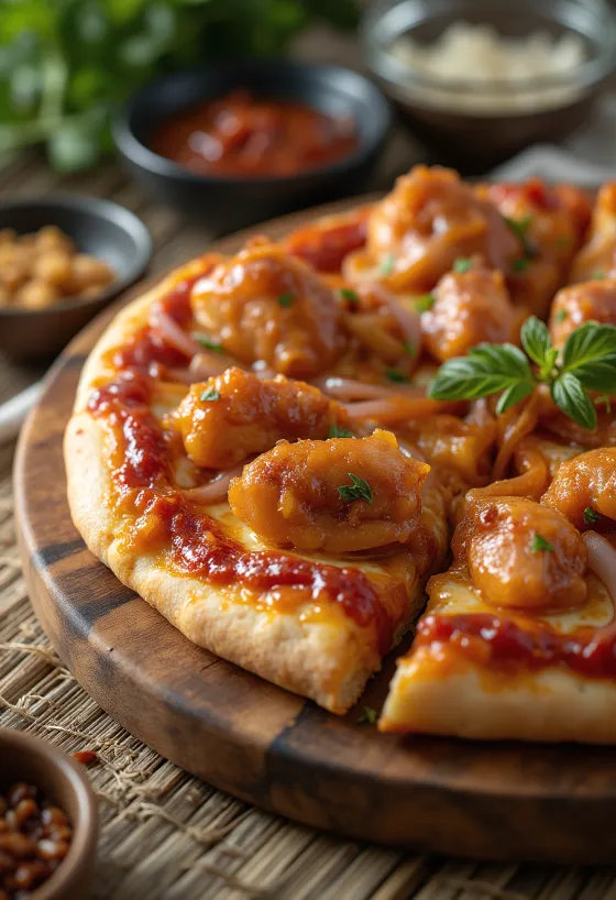 Barbecue chicken pizza cu pui la grătar și ceapă roșie