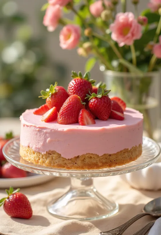 Tort cu spumă de căpșuni cu fructe