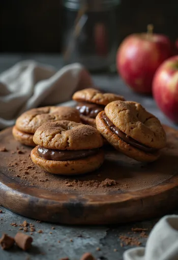 Linzer cu mere și ciocolată servit