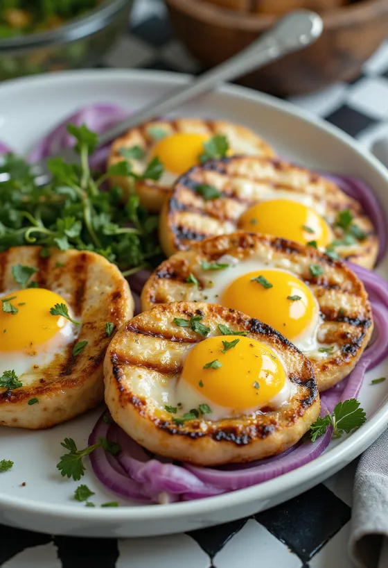 Felii de vinete la grătar BBQ servite