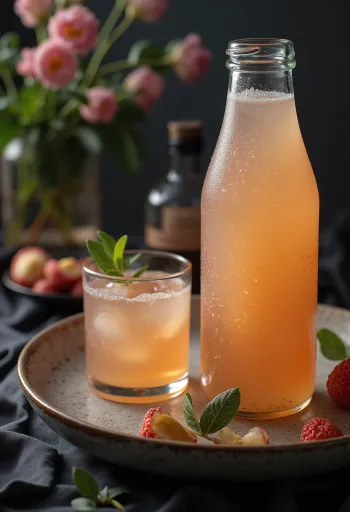 Kombucha probiotică cu litchi, băutură răcoritoare și sănătoasă