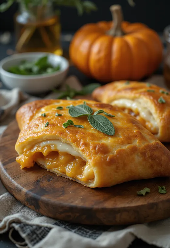 Calzone cu cremă de dovleac copt auriu