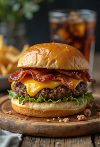 Burger cu bacon și brânză topită