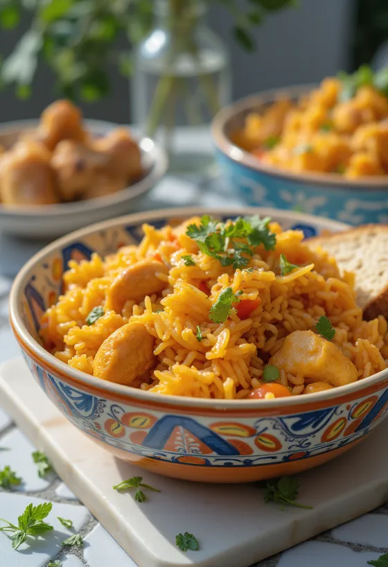Orez Jollof servit cu pui