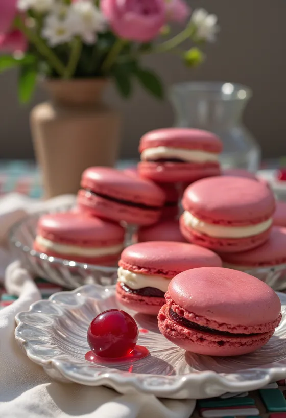 Macarons cu vișine și rom