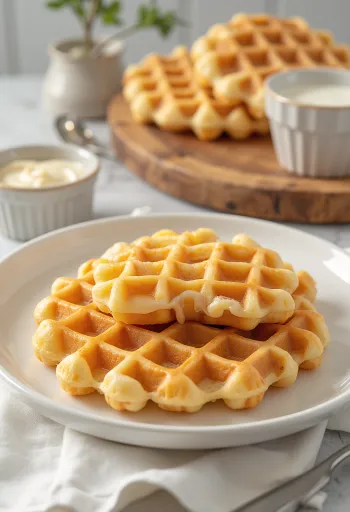 Gofre proaspăt coapte, crocante, servite