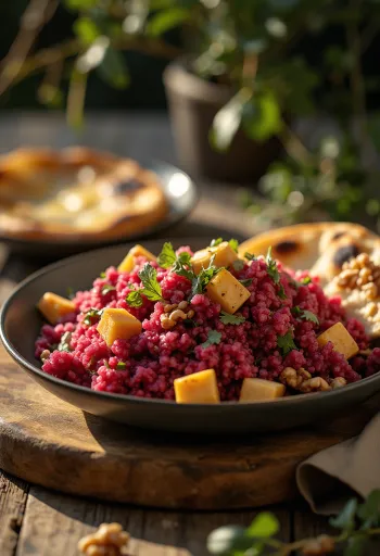 Curry de quinoa cu sfeclă și tofu