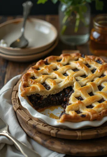 Plăcintă cu miere și mac servită