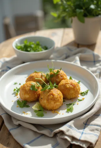 Acarajé cu salată de roșii verzi, mâncare braziliană crocantă