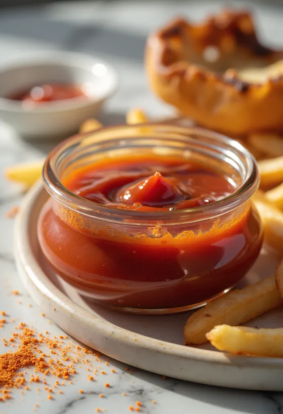 Ketchup condimentat BBQ servit