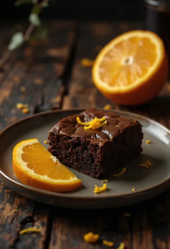 Brownie cu portocale servit