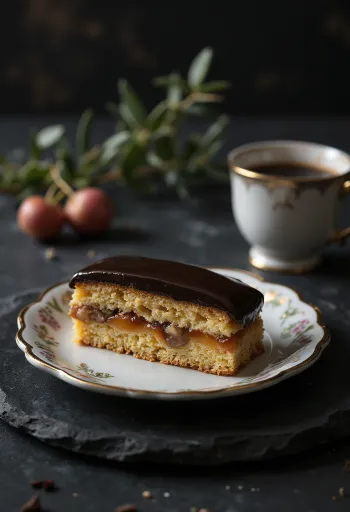 Jerbo de casă cu aluat fraged, umplutură de nucă și glazură de ciocolată