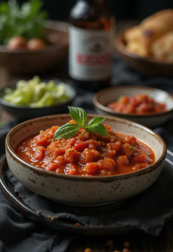 Sos de roșii cu bere și chili servit