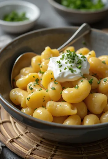 Gnocchi cu brânză de vaci și smântână servit