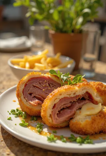 Cachopo carne umplută spaniolă servită
